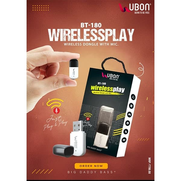 Ubon BT-180 WIRELESSPLAY Wireless Dongal with Mic