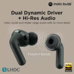 Moto Buds+ Sound by Bose, Dual Dynamic Drivers, 48dB ANC, Dolby Head Tracking Wireless Earbuds