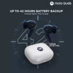 Moto Buds with Hi-Res Audio, Large 12.4 MM Driver, 42 Hrs Playback & IPx4 Rating Wireless Earbuds