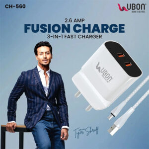 Ubon CH504 Power Adapter 2.6A with Type-C Charging Data Cable